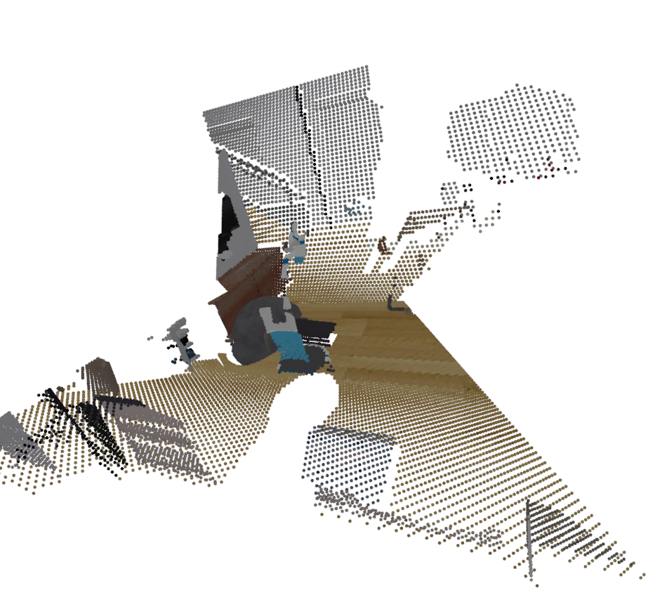 Point cloud of Fetch robot inside the ReplicaCAD dataset scene